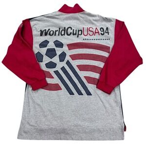 Adidas 94 World Cup Shirt Mens M Blue USA 94 Retro Polo Long Sleeve Patch